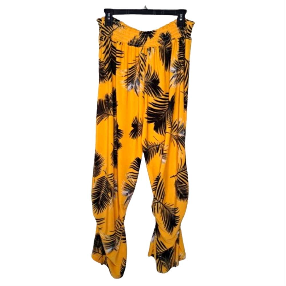 West Loop Yellow Leaf Patterned Palazzo Tropical … - image 3